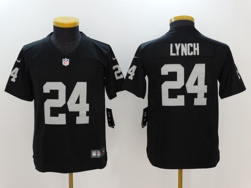 Youth kids Raiders #24 Marshawn Lynch black Stitched Jersey