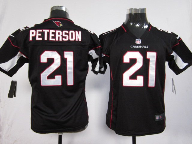Youth Cardinals #21 Patrick Peterson Black kids Stitched Jersey