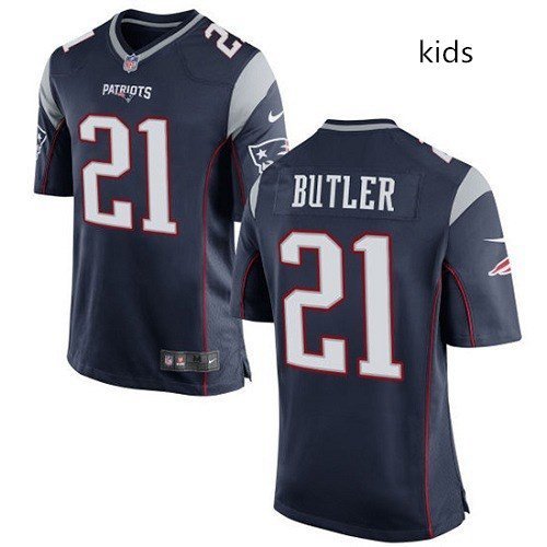 Youth Patriots #21 Malcolm Butler navy Stitched Jersey