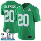 Mens Eagles #20 Brian Dawkins Green Super Bowl LII Stitched Jersey
