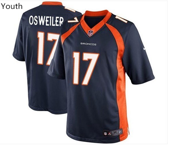 Youth kids Danver Broncos #17 Brock Osweiler Stitched Jersey
