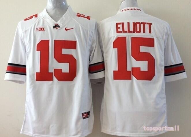 Youth Ohio State Buckeyes #15 Ezekiel Elliott White College Stitched Jersey