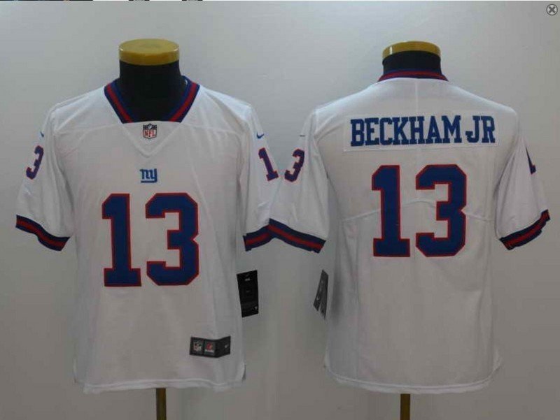 Youth kids Giants #13 Odell Beckham Jr white Stitched Jersey