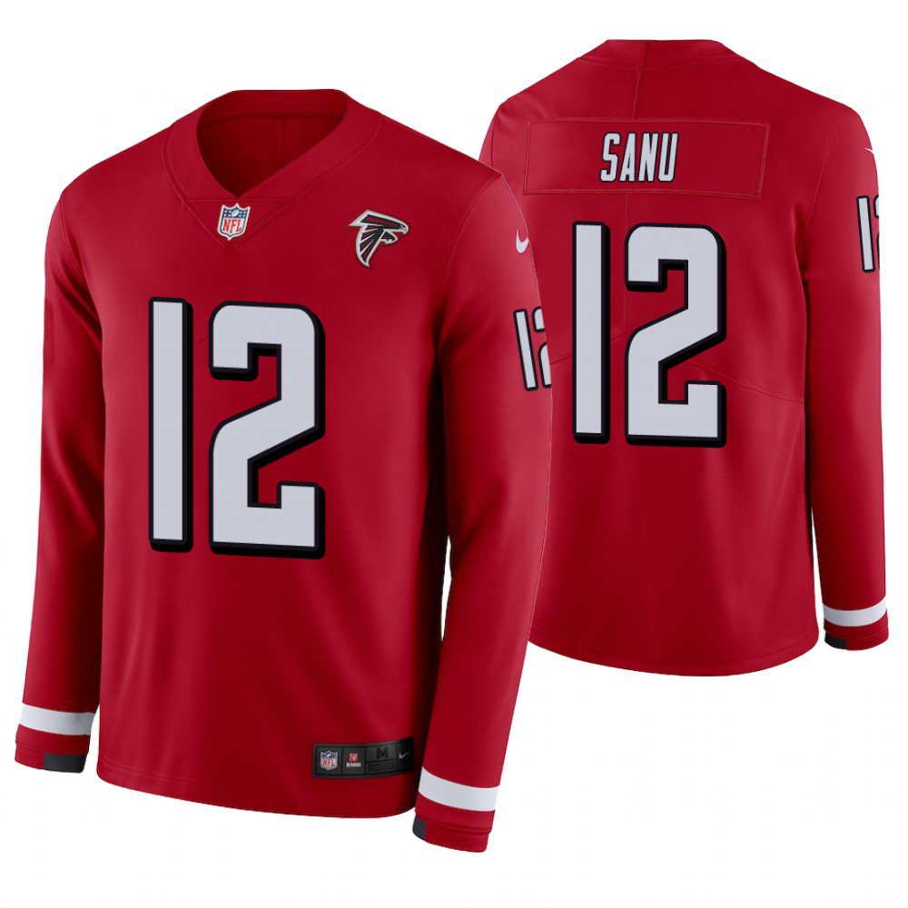 Atlanta Falcons #12 Mohamed Sanu Red Therma Long Sleeve Stitched Jersey