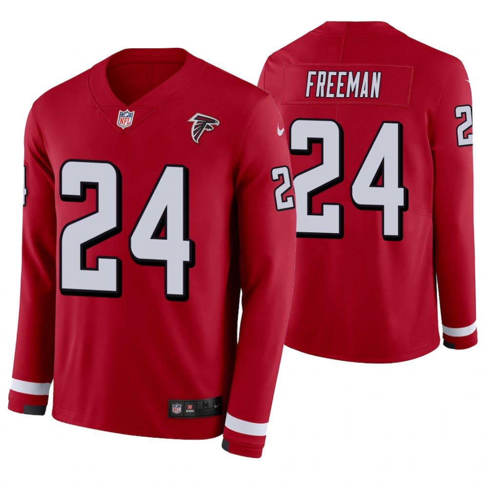 Atlanta Falcons #24 Devonta Freeman Red Therma Long Sleeve Stitched Jersey