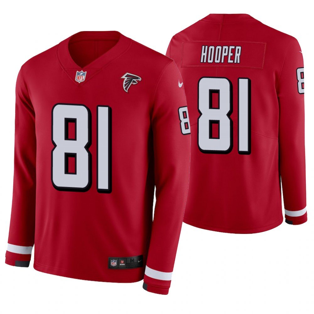 Atlanta Falcons #81 Austin Hooper Red Therma Long Sleeve Stitched Jersey