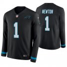 Carolina Panthers #1 Cam Newton Black Therma Long Sleeve Stitched Jersey