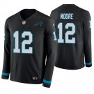 Carolina Panthers #12 D.J. Moore Black Therma Long Sleeve Stitched Jersey