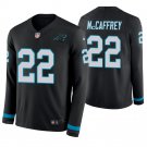 Carolina Panthers #22 Christian McCaffrey Black Therma Long Sleeve Stitched Jersey
