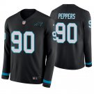 Carolina Panthers #90 Julius Peppers Black Therma Long Sleeve Stitched Jersey