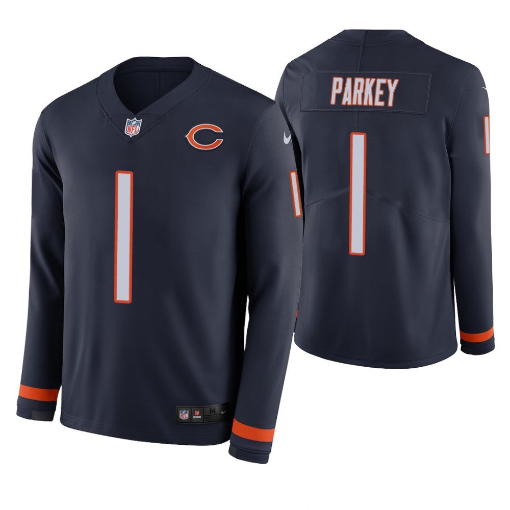 Chicago Bears #1 Cody Parkey Navy Therma Long Sleeve Stitched Jersey