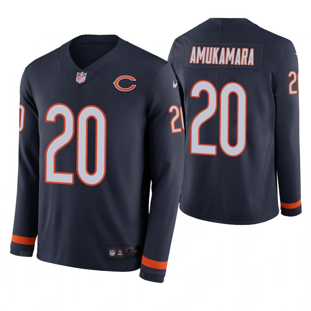 Chicago Bears #20 Prince Amukamara Navy Therma Long Sleeve Stitched Jersey