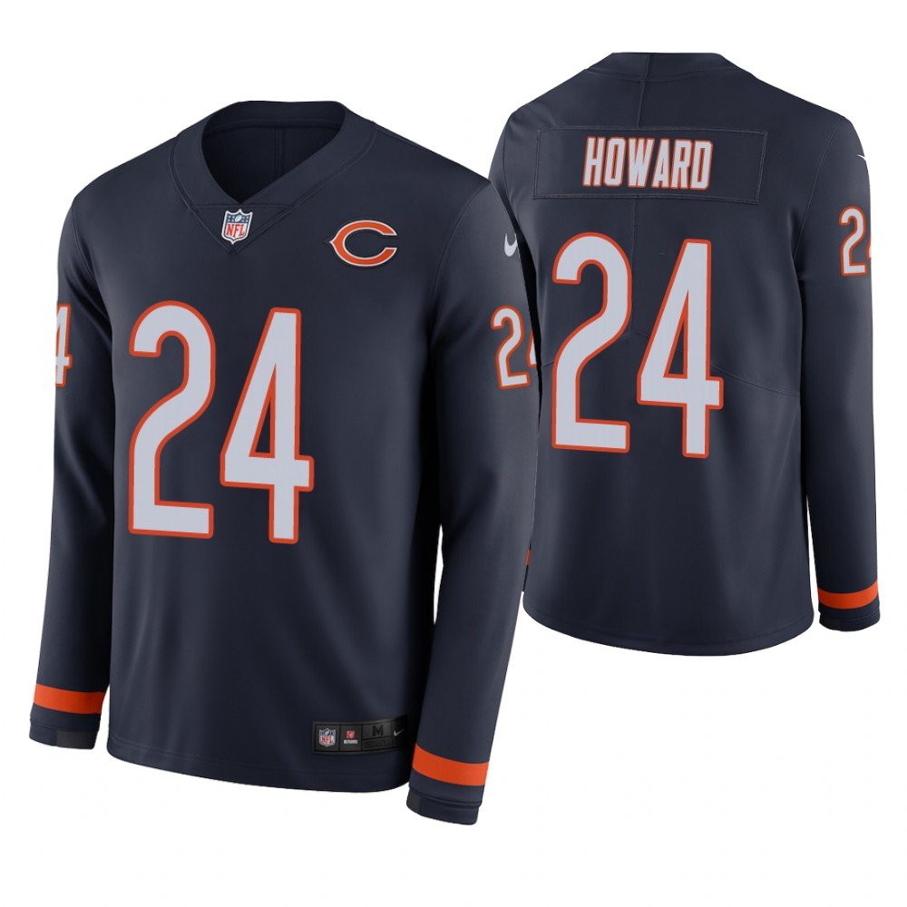 Chicago Bears #24 Jordan Howard Navy Therma Long Sleeve Stitched Jersey