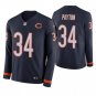 Chicago Bears #34 Walter Payton Navy Therma Long Sleeve Stitched Jersey