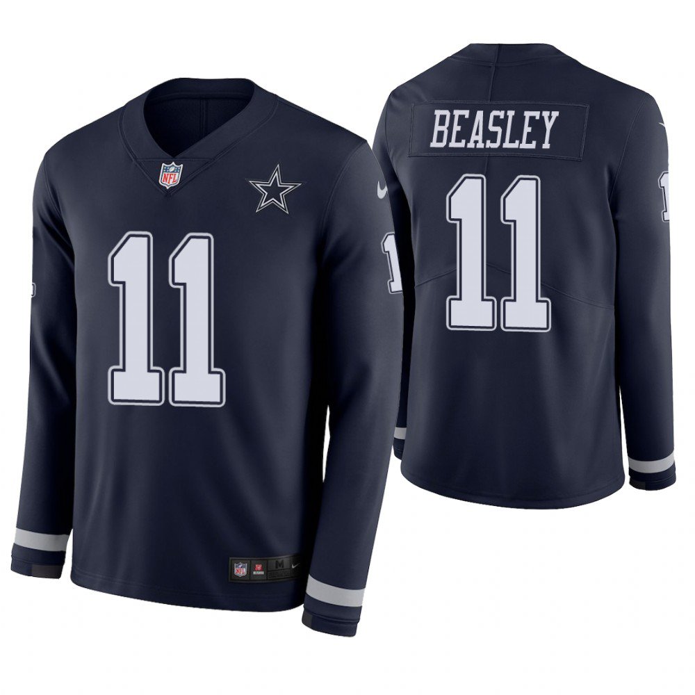 Dallas Cowboys #11 Cole Beasley Navy Therma Long Sleeve Stitched Jersey