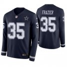 Dallas Cowboys #35 Kavon Frazier Navy Therma Long Sleeve Stitched Jersey