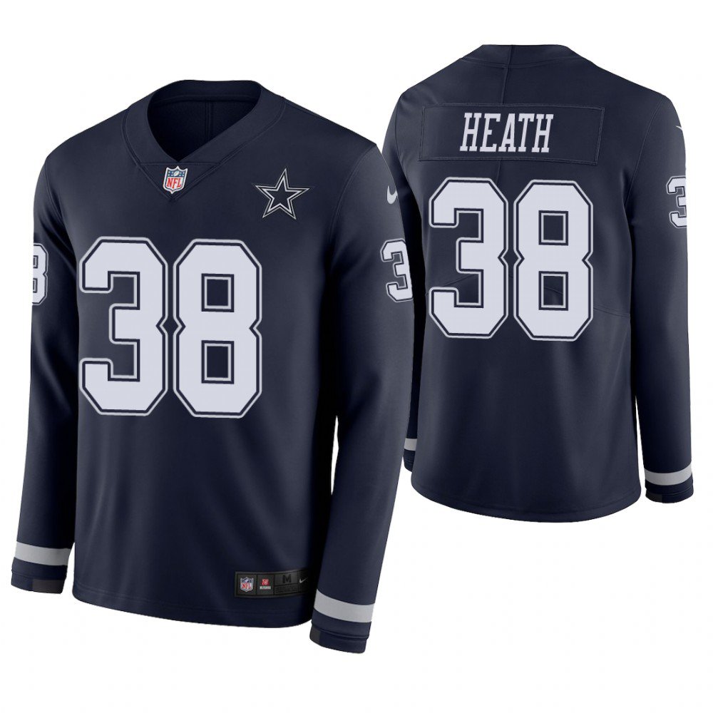 Dallas Cowboys #38 Jeff Heath Navy Therma Long Sleeve Stitched Jersey