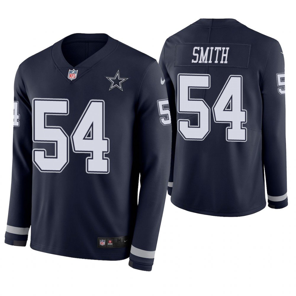 Dallas Cowboys #54 Jaylon Smith Navy Therma Long Sleeve Stitched Jersey