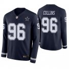 Dallas Cowboys #96 Maliek Collins Navy Therma Long Sleeve Stitched Jersey