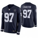 Dallas Cowboys #97 Taco Charlton Navy Therma Long Sleeve Stitched Jersey