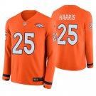 Denver Broncos #25 Chris Harris Orange Therma Long Sleeve Stitched Jersey