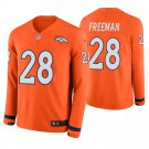 Denver Broncos #28 Royce Freeman Orange Therma Long Sleeve Stitched Jersey