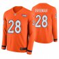 Denver Broncos #28 Royce Freeman Orange Therma Long Sleeve Stitched Jersey