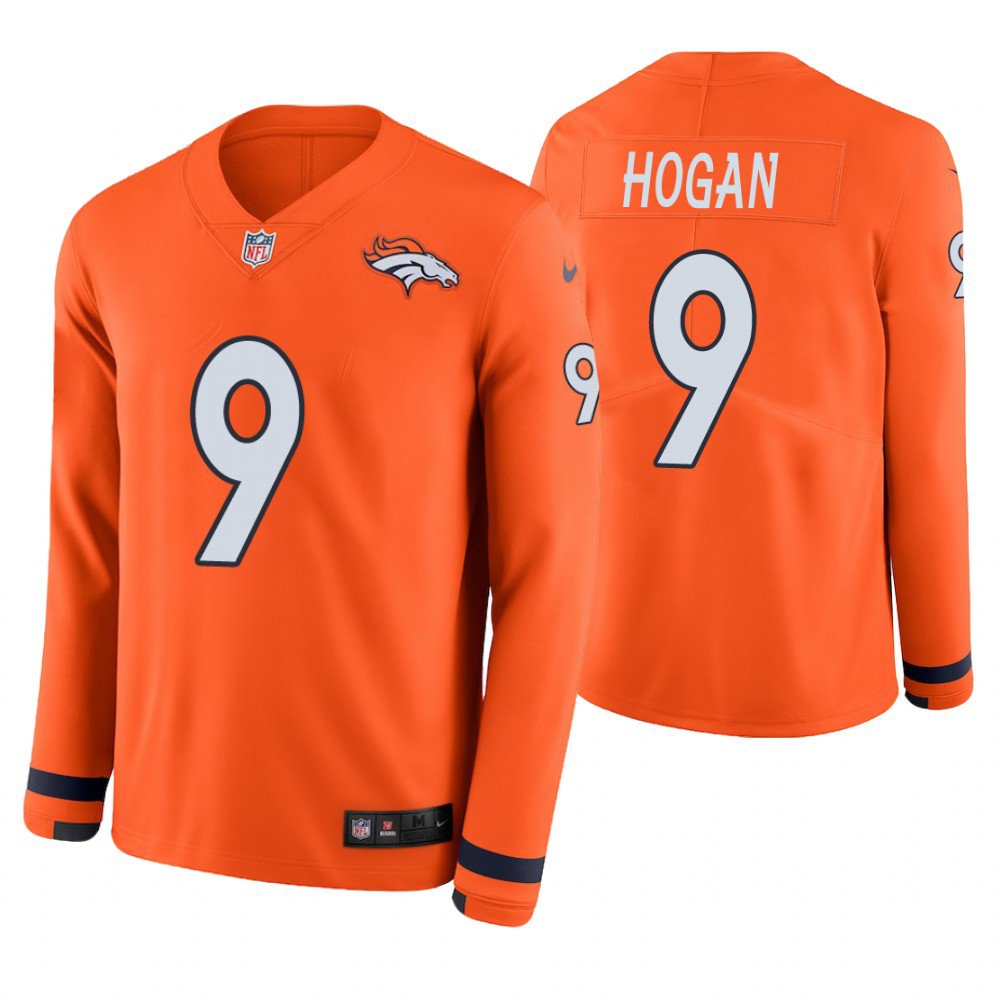 Denver Broncos #9 Kevin Hogan Orange Therma Long Sleeve Stitched Jersey