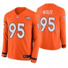 Denver Broncos #95 Derek Wolfe Orange Therma Long Sleeve Stitched Jersey
