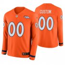 Denver Broncos Custom Name And Number Orange Therma Long Sleeve Stitched Jersey