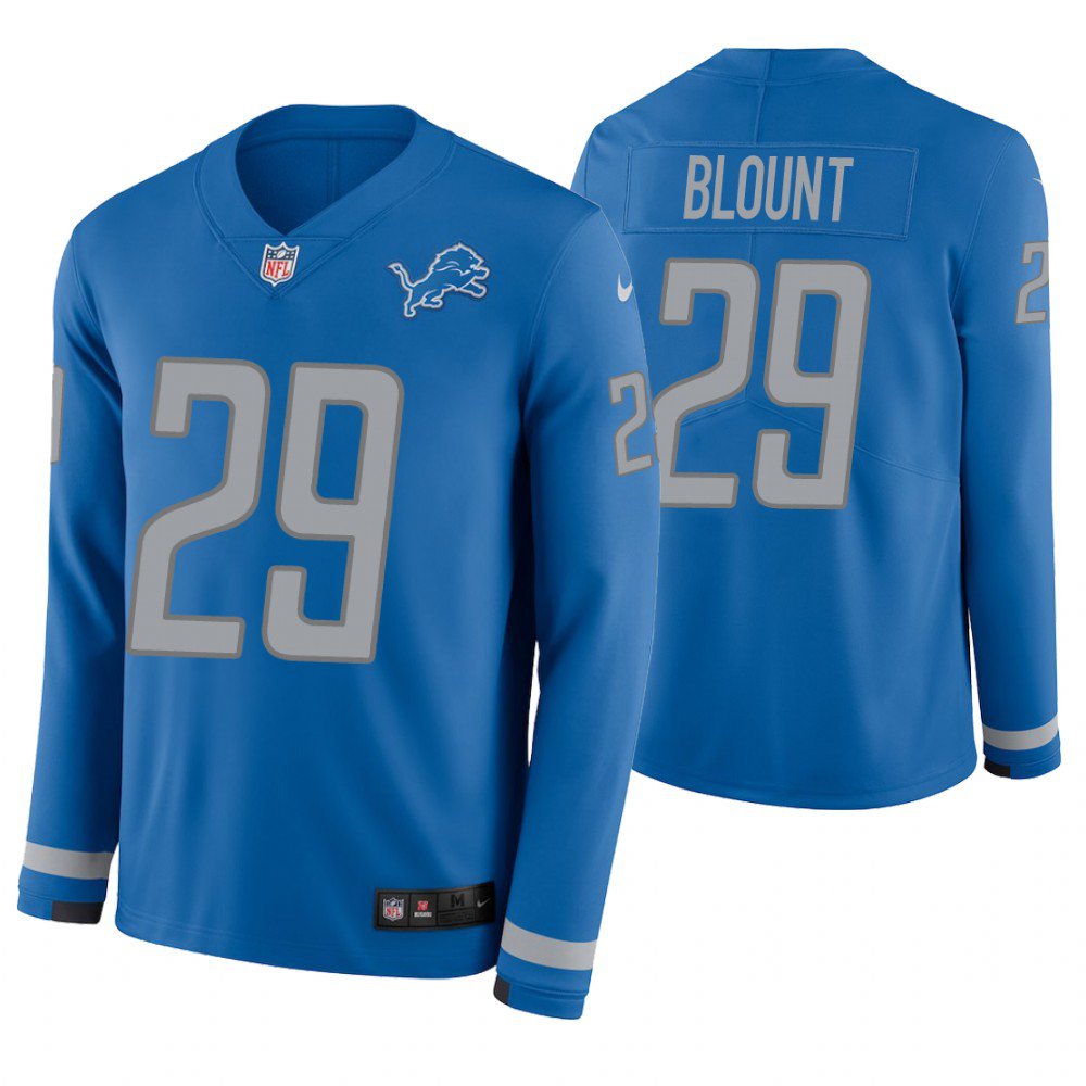 Detroit Lions #29 LeGarrette Blount Blue Therma Long Sleeve Stitched Jersey
