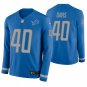 Detroit Lions #40 Jarrad Davis Blue Therma Long Sleeve Stitched Jersey