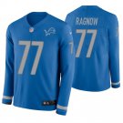 Detroit Lions #77 Frank Ragnow Blue Therma Long Sleeve Stitched Jersey