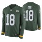 Green Bay Packers #18 Randall Cobb Green Therma Long Sleeve Stitched Jersey