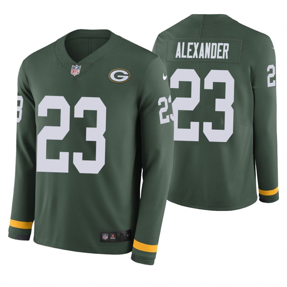 Green Bay Packers #23 Jaire Alexander Green Therma Long Sleeve Stitched Jersey