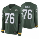 Green Bay Packers #76 Mike Daniels Green Therma Long Sleeve Stitched Jersey