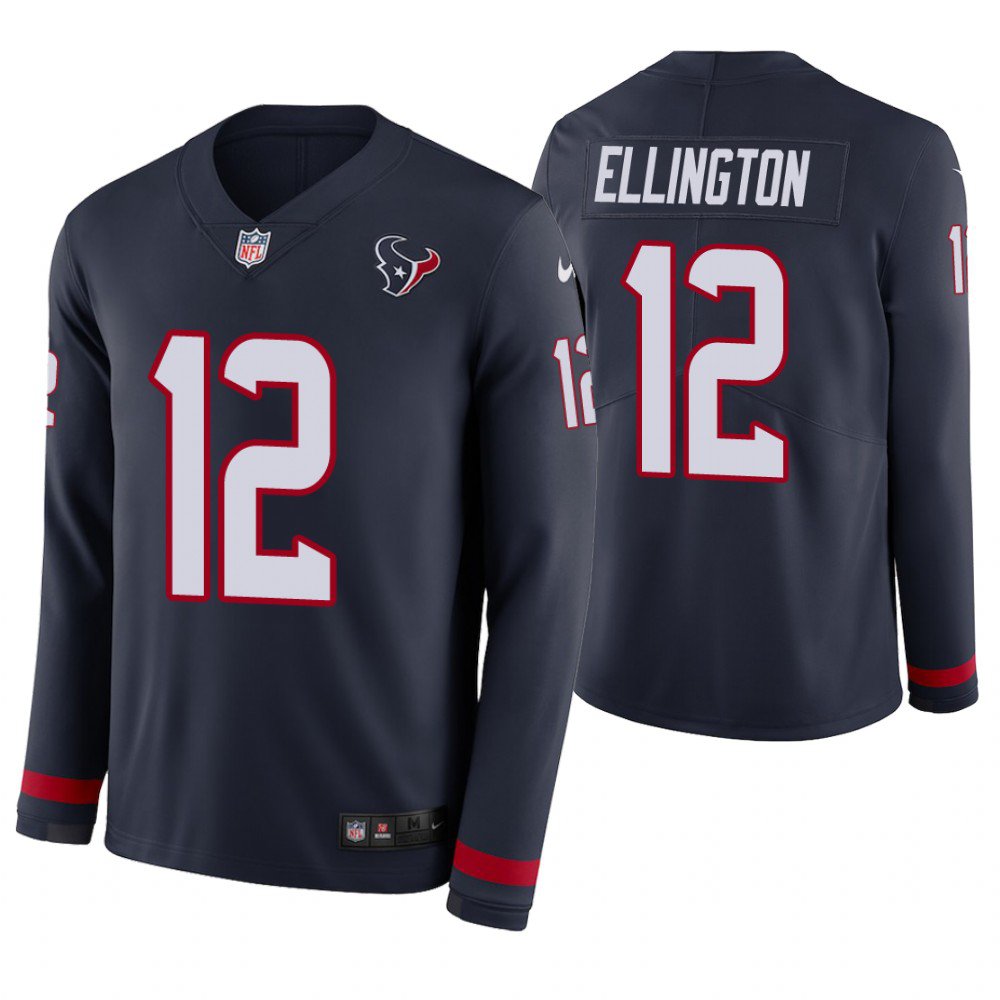 Houston Texans #12 Bruce Ellington Navy Therma Long Sleeve Stitched Jersey