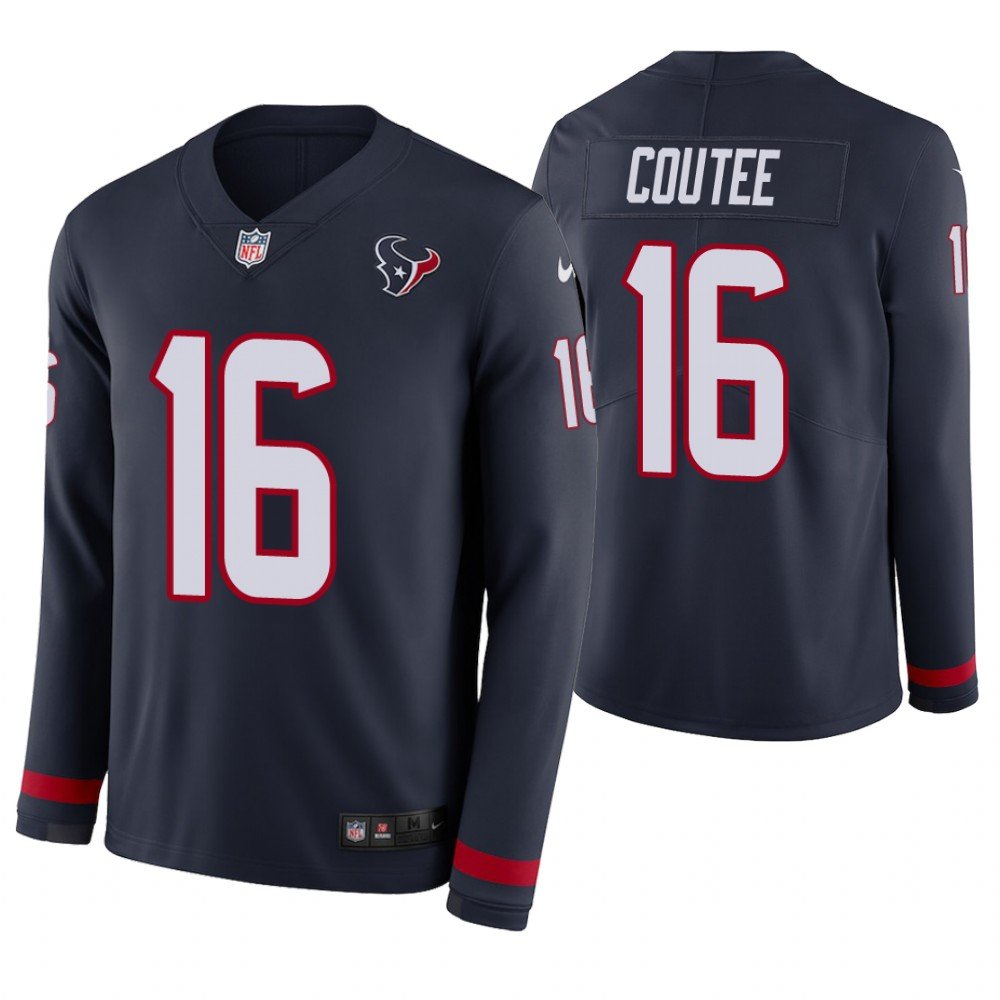 Houston Texans #16 Keke Coutee Navy Therma Long Sleeve Stitched Jersey