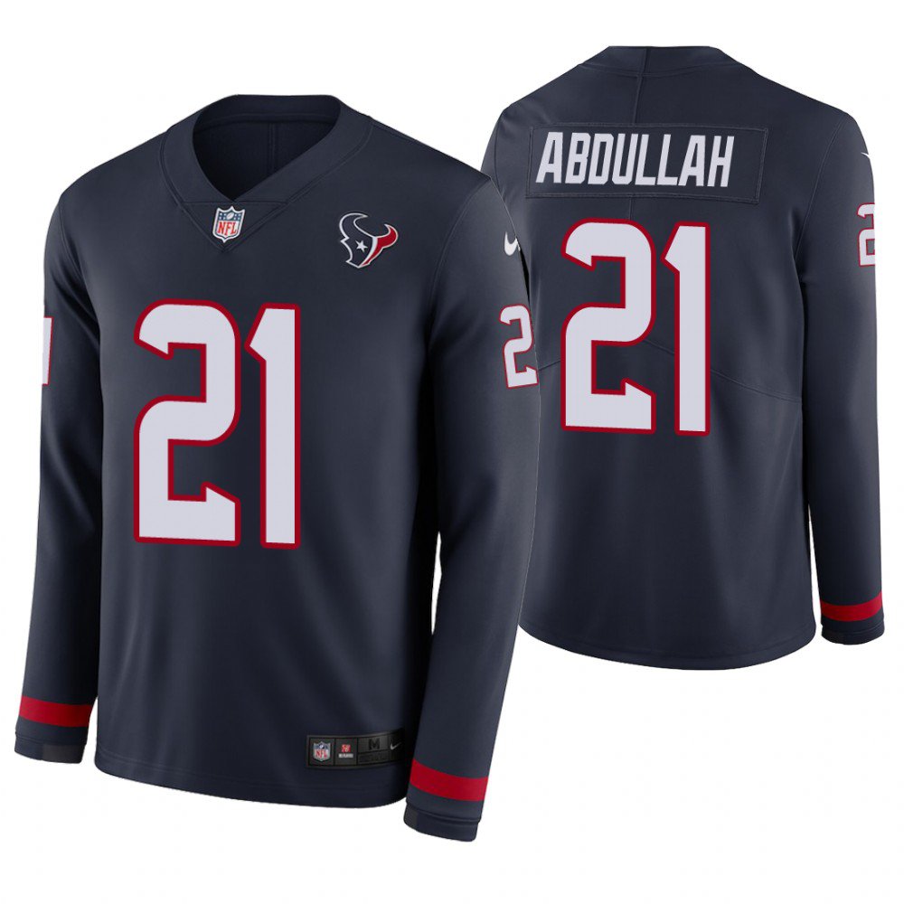 Houston Texans #21 Ameer Abdullah Navy Therma Long Sleeve Stitched Jersey