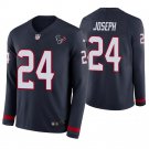 Houston Texans #24 Johnathan Joseph Navy Therma Long Sleeve Stitched Jersey