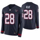 Houston Texans #28 Alfred Blue Navy Therma Long Sleeve Stitched Jersey