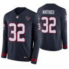 Houston Texans #32 Tyrann Mathieu Navy Therma Long Sleeve Stitched Jersey