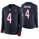 Houston Texans #4 Deshaun Watson Navy Therma Long Sleeve Stitched Jersey