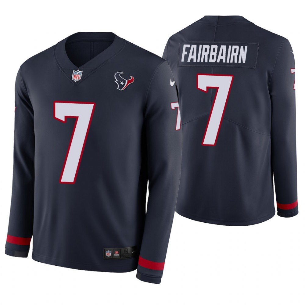Houston Texans #7 Ka'imi Fairbairn Navy Therma Long Sleeve Stitched Jersey