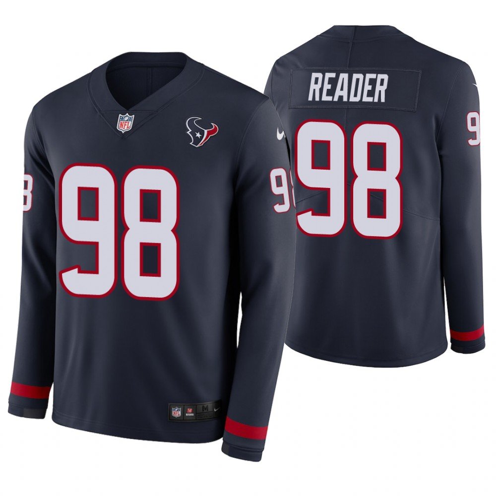 Houston Texans #98 DJ Reader Navy Therma Long Sleeve Stitched Jersey