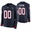 Houston Texans Custom Name And Number Navy Therma Long Sleeve Stitched Jersey
