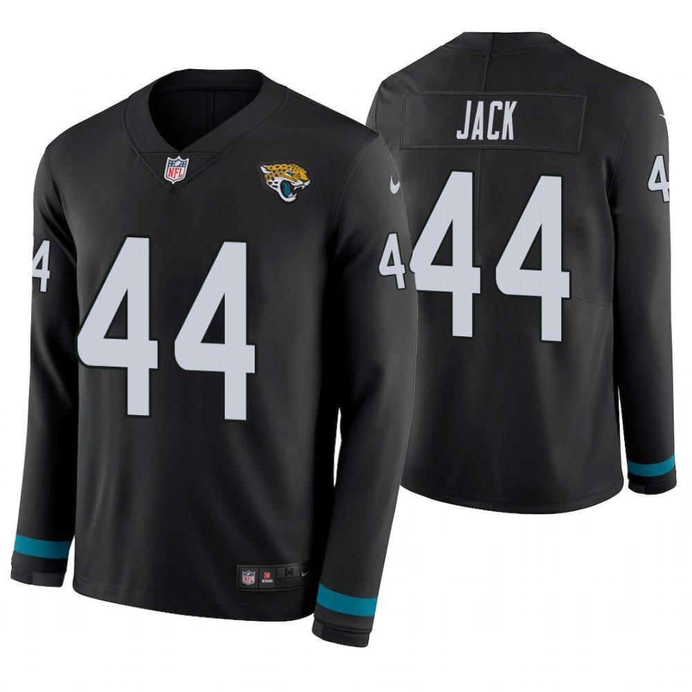 Jacksonville Jaguars #44 Myles Jack Black Therma Long Sleeve Stitched Jersey