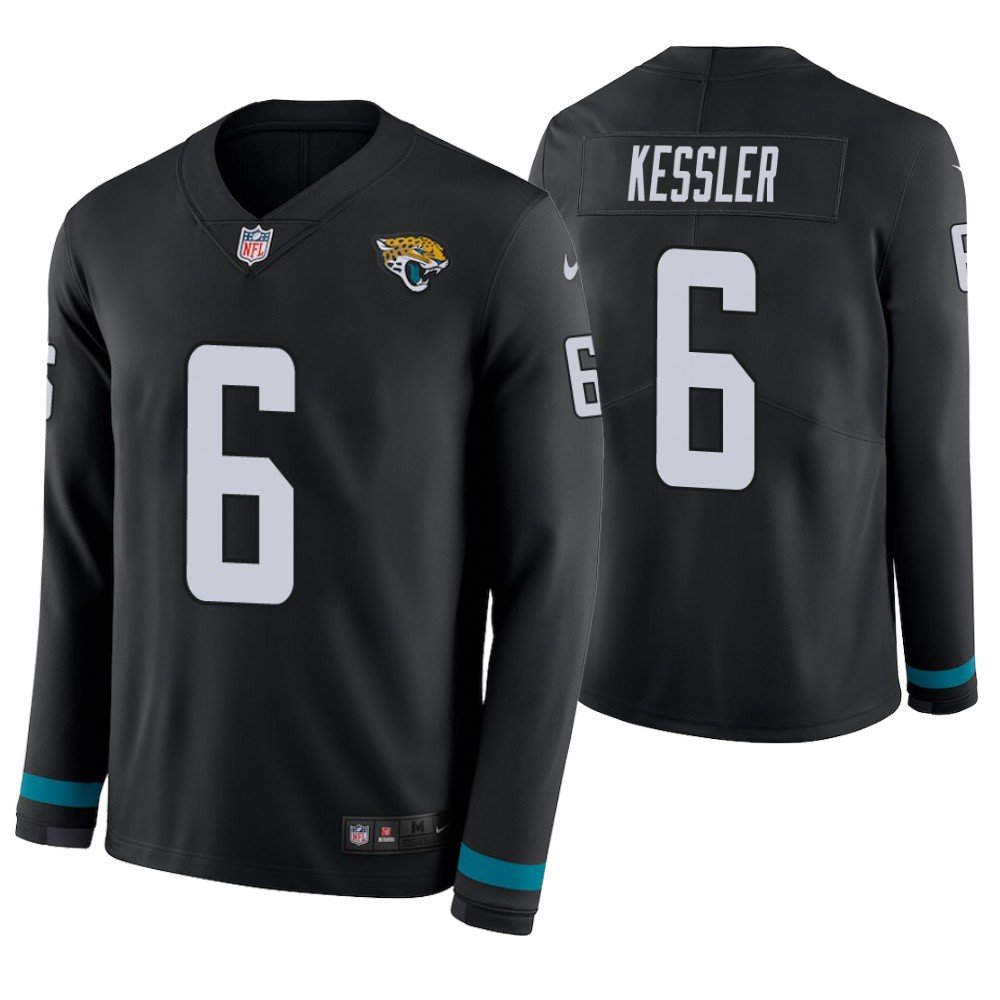 Jacksonville Jaguars #6 Cody Kessler Black Therma Long Sleeve Stitched Jersey