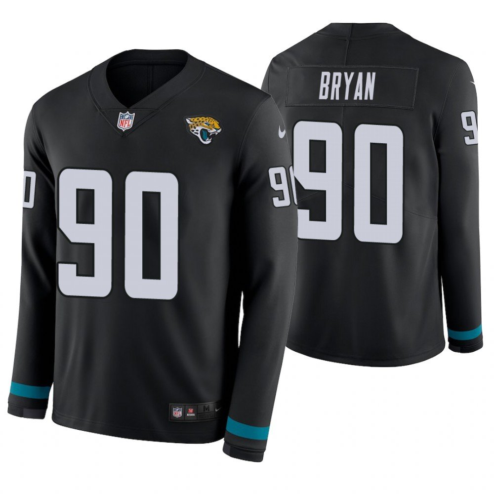 Jacksonville Jaguars #90 Taven Bryan Black Therma Long Sleeve Stitched Jersey