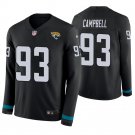 Jacksonville Jaguars #93 Calais Campbell Black Therma Long Sleeve Stitched Jersey